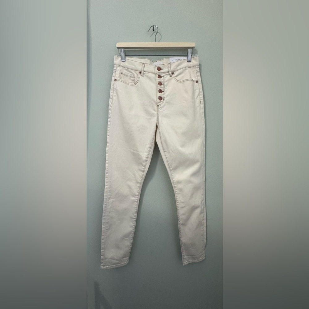NWT Loft Cream Button Front High Waist Skinny Ankle Jeans Size 29/8 - Picture 5 of 12